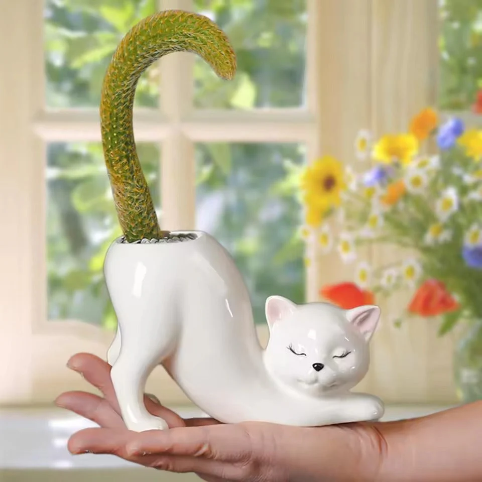 Cute Cat Ceramic Planter Pot - Image 2