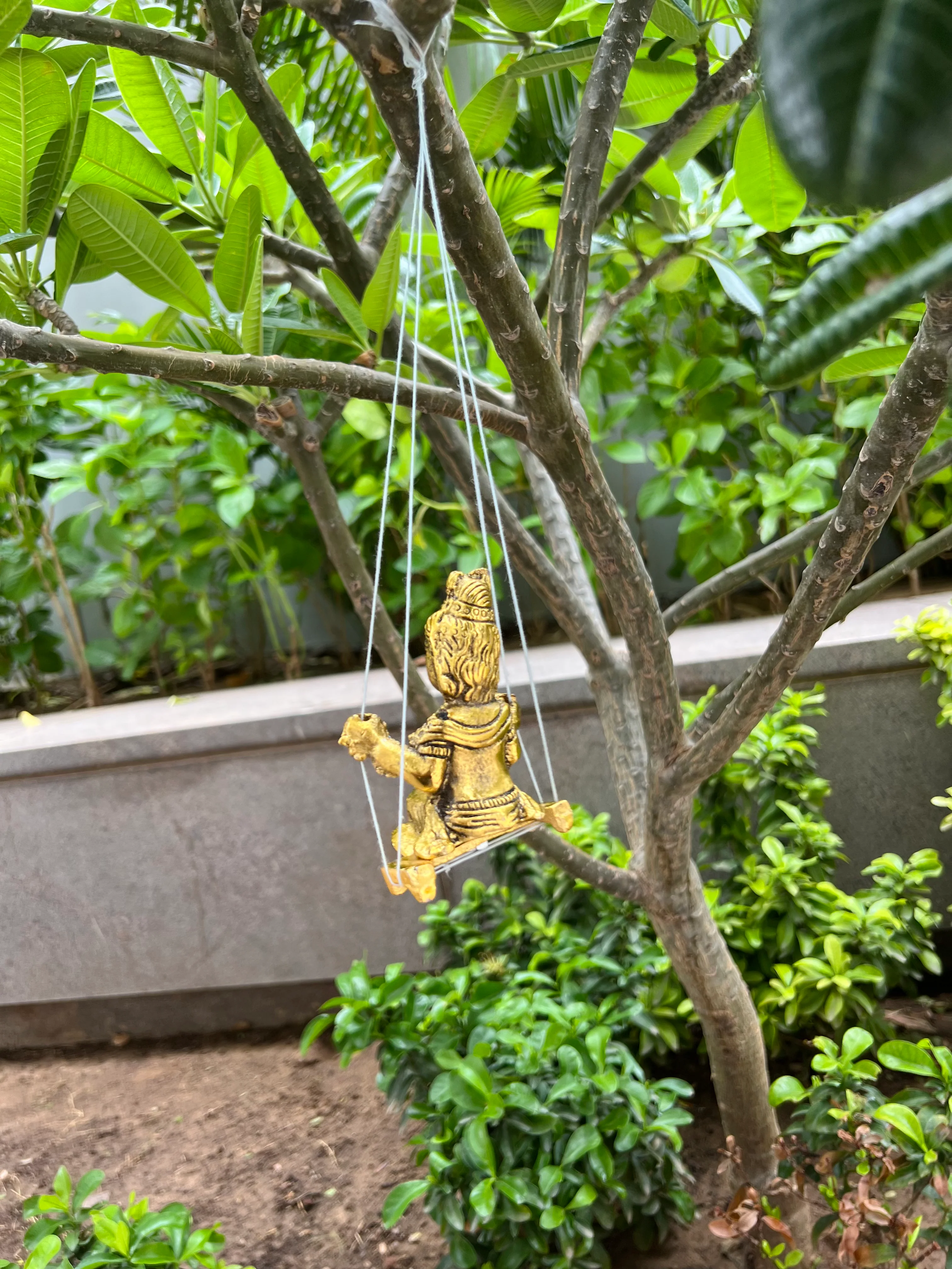 Gold Plated Krishna Idol with attached Jhula - Image 3