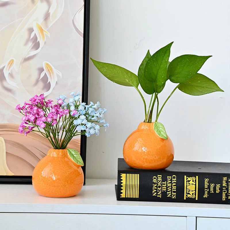 Stylish Orange-Shaped Decorative Vase - Image 2