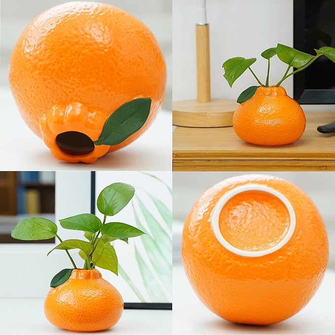 Stylish Orange-Shaped Decorative Vase - Image 3