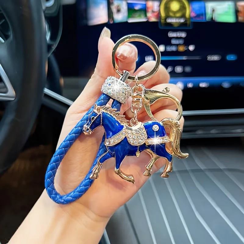 Stylish Rhinestone Horse Charm Keychain - Image 2