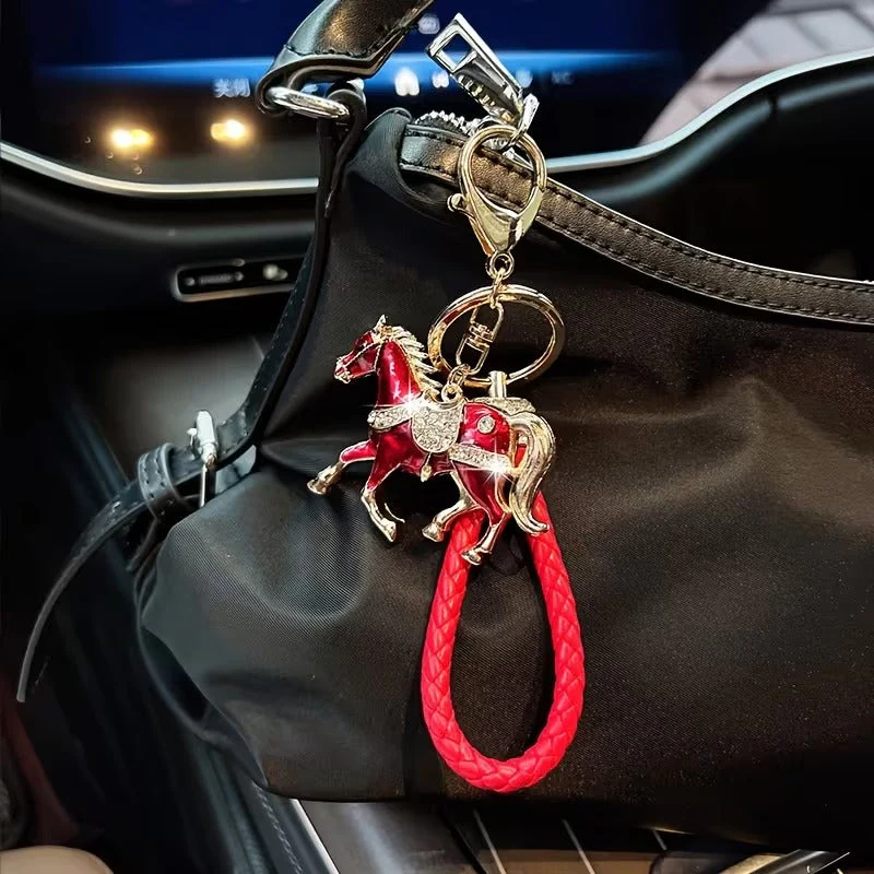 Stylish Rhinestone Horse Charm Keychain - Image 3