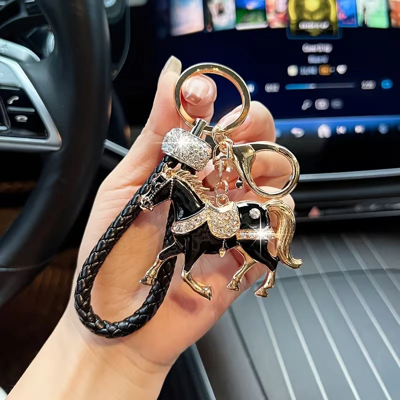 Stylish Rhinestone Horse Charm Keychain - Image 4