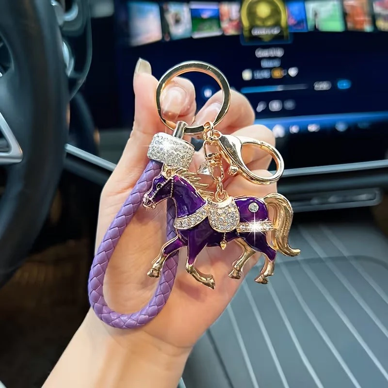 Stylish Rhinestone Horse Charm Keychain - Image 5
