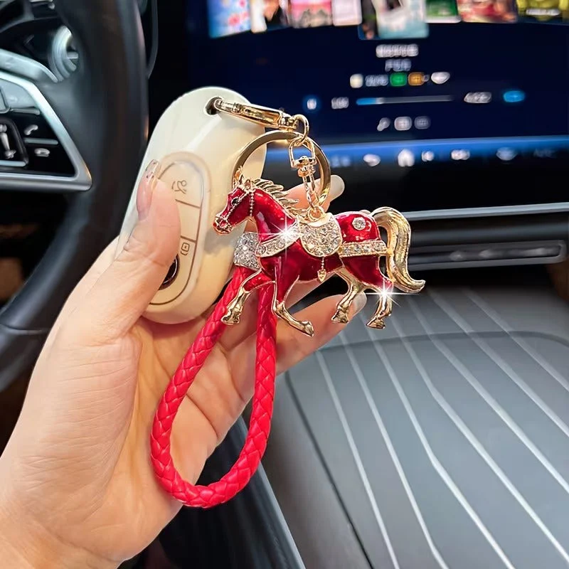 Stylish Rhinestone Horse Charm Keychain - Image 6